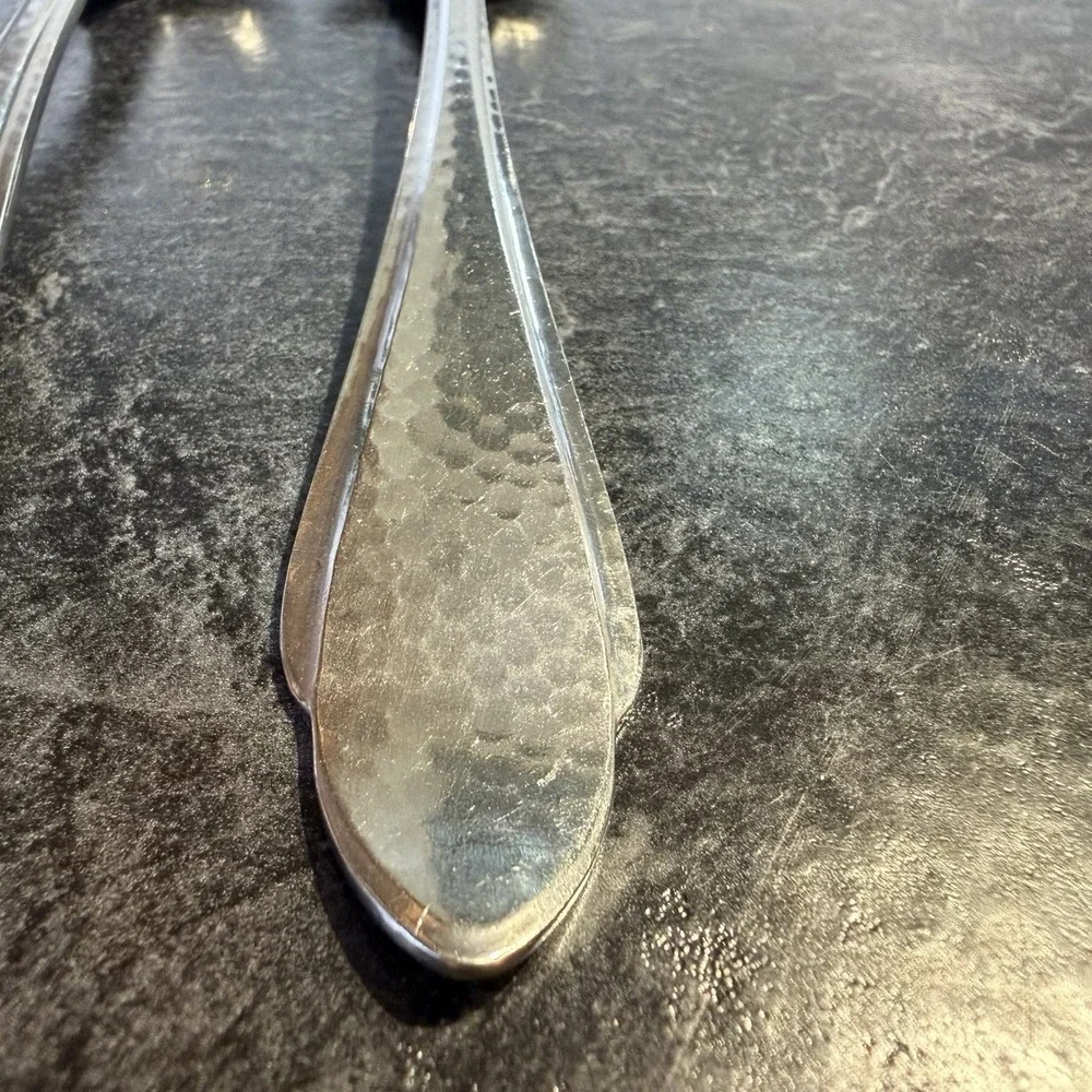 Gero Zilmeta #755 Stainless Steel Danish Hammered Modern 8" Serving Spoons 2 Pc - Picture 2 of 6